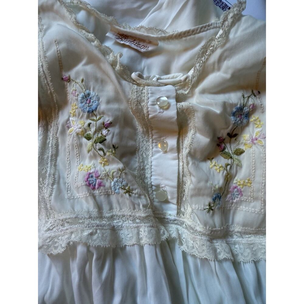 Vtg Barbizon Nightgown Womens Size L Retro Romantic Cottagecore Embroidered